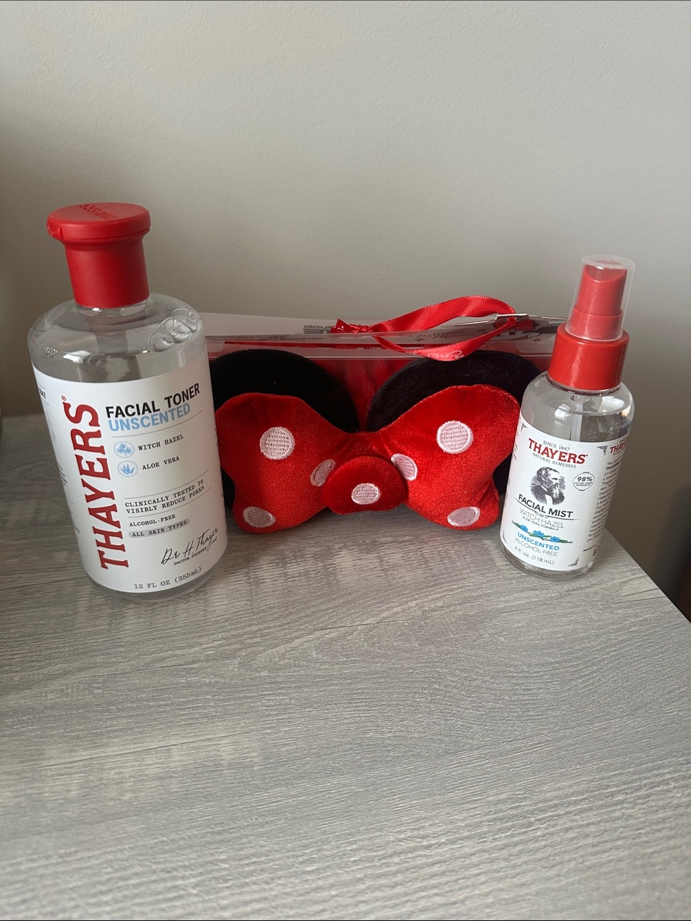 Unscented Facial Toner & Mist Set in Red & Minnie Mouse Spa Headband-All Three